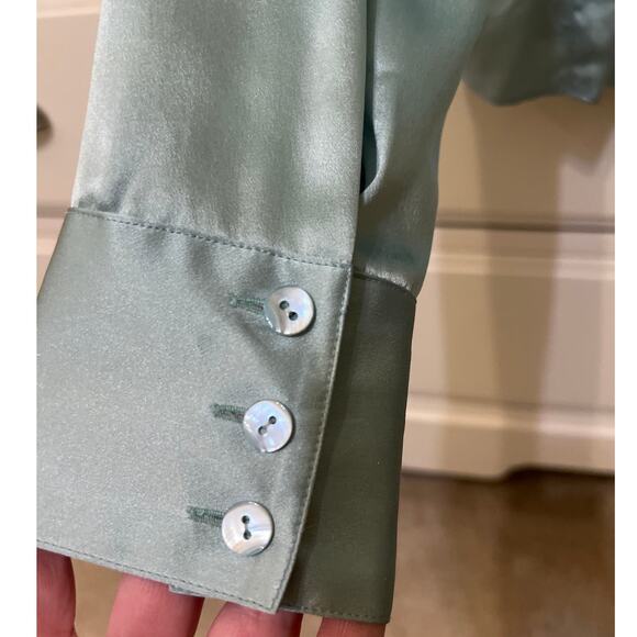 Y2K Vintage Starington 100% Silk Pale Blue Button Up Blouse Size 8 Soft Girl - Picture 4 of 5